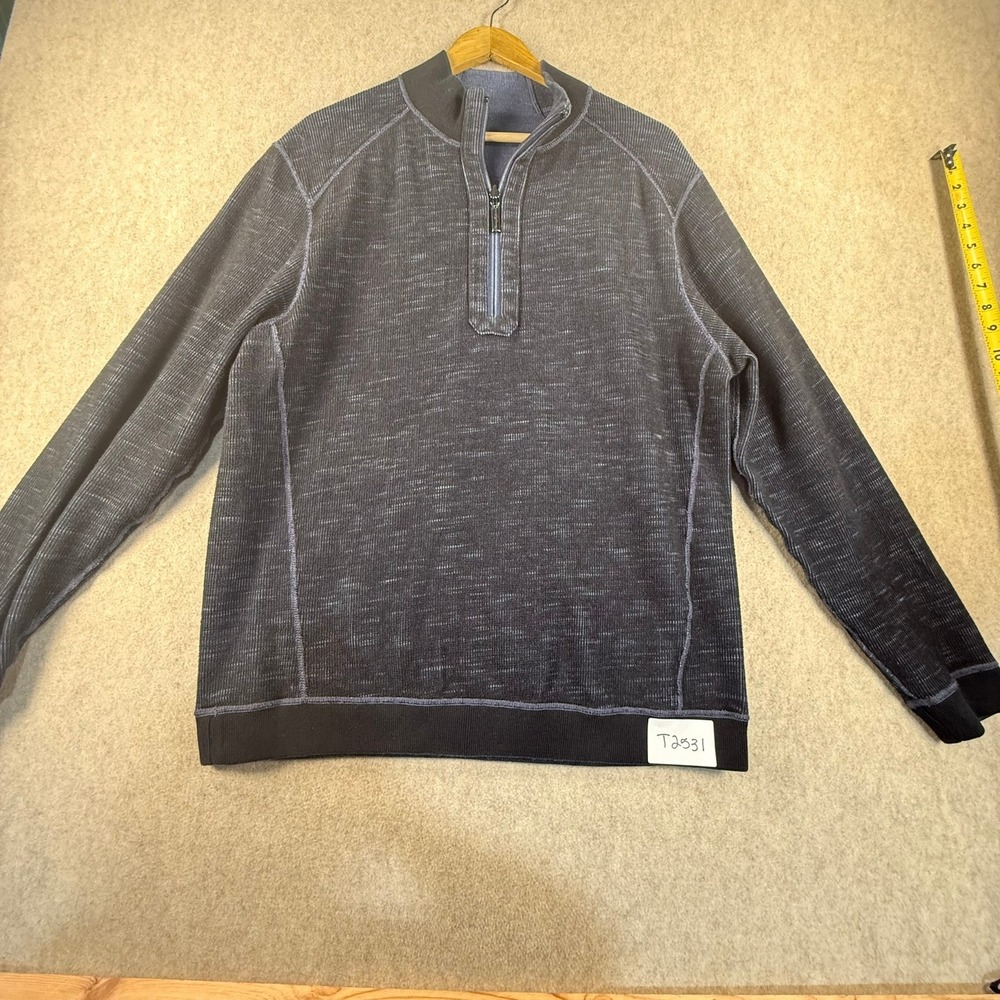 Tommy Bahama Mens Navy Blue Space Dye Half Zip Pullover Sweater XL